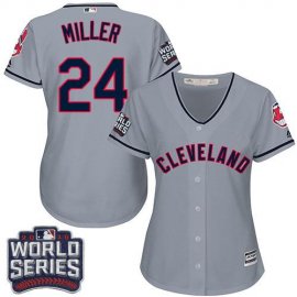 Cleveland Indians #24 Andrew Miller Grey 2016 World Series Bound Womens Road Stitched MLB Jersey