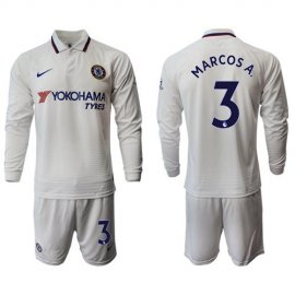 Chelsea #3 Marcos A. Away Long Sleeves Soccer Club Jersey