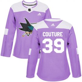 Adidas San Jose Sharks #39 Logan Couture Purple Authentic Fights Cancer Womens Stitched NHL Jersey