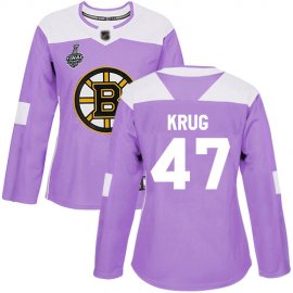 Adidas Boston Bruins #47 Torey Krug Purple Authentic Fights Cancer Stanley Cup Final Bound Womens Stitched NHL Jersey