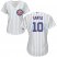 Chicago Cubs #10 Ron Santo White(Blue Strip) Home Womens Stitched MLB Jersey