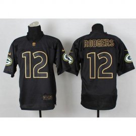 Nike Green Bay Packers #12 Aaron Rodgers Black Gold No. Fashion Mens Stitched NFL Elite Jersey