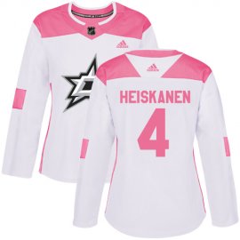 Adidas Dallas Stars #4 Miro Heiskanen White/Pink Authentic Fashion Womens Stitched NHL Jersey