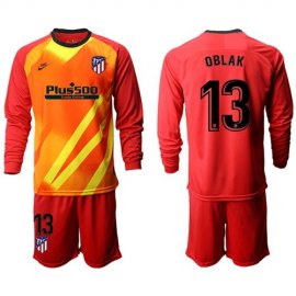 Atletico Madrid #13 Oblak Red Goalkeeper Long Sleeves Soccer Club Jersey