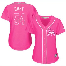 Miami Marlins #54 Wei-Yin Chen Pink Fashion Womens Stitched MLB Jersey