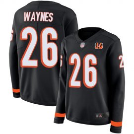 Nike Cincinnati Bengals #26 Trae Waynes Black Team Color Womens Stitched NFL Limited Therma Long Sleeve Jersey