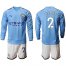 Manchester City #2 Walker Home Long Sleeves Soccer Club Jersey