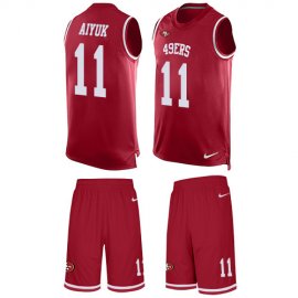 Nike San Francisco 49ers #11 Brandon Aiyuk Red Team Color Mens Stitched NFL Limited Tank Top Suit Jersey