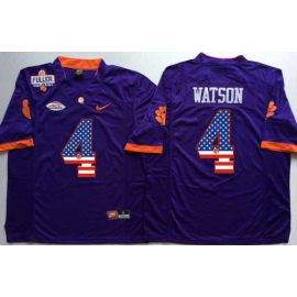 Clemson Tigers #4 Deshaun Watson Purple 1975 1978 Fuller USA Flag College Jersey