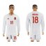 Spain #18 Jordi Alba White Away Long Sleeves Soccer Country Jersey