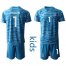 Spain #1 Casillas Blue Goalkeeper Kid Soccer Country Jersey