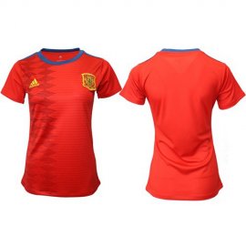 Womens Spain Blank Red Home Soccer Country Jersey