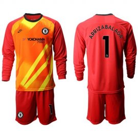 Chelsea #1 Arrizabalaga Red Goalkeeper Long Sleeves Soccer Club Jersey