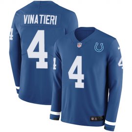 Nike Indianapolis Colts #4 Adam Vinatieri Royal Blue Team Color Mens Stitched NFL Limited Therma Long Sleeve Jersey