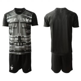 France Blank Black Goalkeeper Soccer Country Jersey
