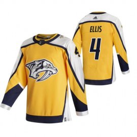 Nashville Predators #4 Ryan Ellis Yellow Mens Adidas 2020-21 Reverse Retro Alternate NHL Jersey