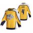 Nashville Predators #4 Ryan Ellis Yellow Mens Adidas 2020-21 Reverse Retro Alternate NHL Jersey