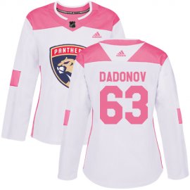 Adidas Florida Panthers #63 Evgenii Dadonov White/Pink Authentic Fashion Womens Stitched NHL Jersey
