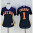 Houston Astros #1 Carlos Correa Navy Blue Alternate Womens Stitched MLB Jersey