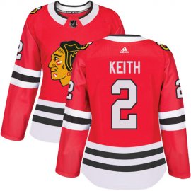 Adidas Chicago Blackhawks #2 Duncan Keith Red Home Authentic Womens Stitched NHL Jersey