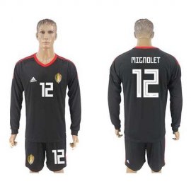 Belgium #12 Mignolet Black Long Sleeves Goalkeeper Soccer Country Jersey