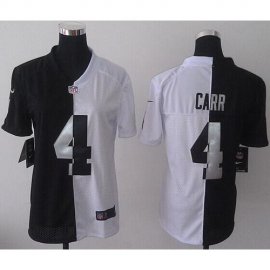 Nike Las Vegas Raiders #4 Derek Carr Black/White Womens Stitched NFL Elite Split Jersey