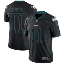 Nike Philadelphia Eagles #11 Carson Wentz Lights Out Black Mens Stitched NFL Limited Rush Jersey