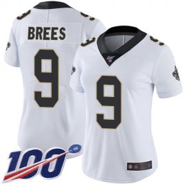Nike New Orleans Saints #9 Drew Brees White Womens Stitched NFL 100th Season Vapor Limited Jersey