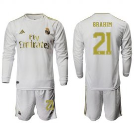 Real Madrid #21 Brahim White Home Long Sleeves Soccer Club Jersey