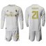 Real Madrid #21 Brahim White Home Long Sleeves Soccer Club Jersey