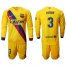 Barcelona #3 Pique Away Long Sleeves Soccer Club Jersey