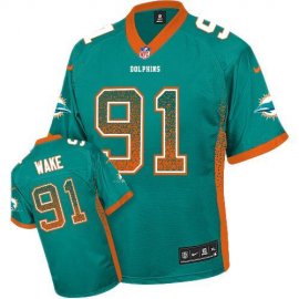 Nike Miami Dolphins #91 Cameron Wake Aqua Green Team Color Mens Stitched NFL Elite Drift Fashion Jersey