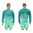 Barcelona #1 Ter Stegen Sec Away Long Sleeves Soccer Club Jersey