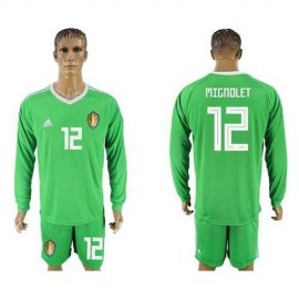 Belgium #12 Mignolet Green Long Sleeves Goalkeeper Soccer Country Jersey