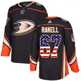 Adidas Anaheim Ducks #67 Rickard Rakell Black Home Authentic USA Flag Youth Stitched NHL Jersey