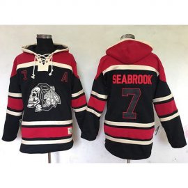 Chicago Blackhawks #7 Brent Seabrook Black Sawyer Hooded Sweatshirt Stitched NHL Jersey