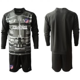 Atletico Madrid Blank Black Goalkeeper Long Sleeves Soccer Club Jersey