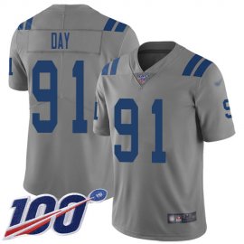 Nike Indianapolis Colts #91 Sheldon Day Gray Mens Stitched NFL Limited Inverted Legend 100th Season Jersey