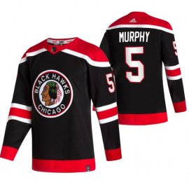 Chicago Blackhawks #5 Connor Murphy Black Mens Adidas 2020-21 Reverse Retro Alternate NHL Jersey