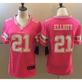 Nike Dallas Cowboys #21 Ezekiel Elliott Pink Womens Stitched NFL Elite Jersey