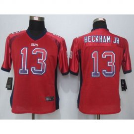 Nike New York Giants #13 Odell Beckham Jr Red Alternate Womens Stitched NFL Elite Drift Fashion Jersey