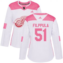 Adidas Detroit Red Wings #51 Valtteri Filppula White/Pink Authentic Fashion Womens Stitched NHL Jersey