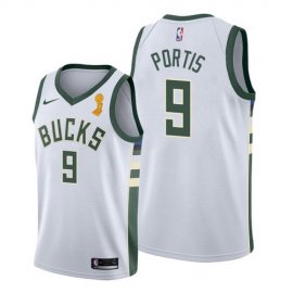 Nike Milwaukee Bucks #9 Bobby Portis 2021 NBA Finals Champions Swingman Association Edition Jersey White Mens