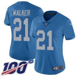 Nike Detroit Lions #21 Tracy Walker Blue Throwback Womens Stitched NFL 100th Season Vapor Untouchable Limited Jersey