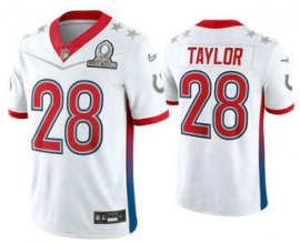 Mens Indianapolis Colts #28 Jonathan Taylor White 2022 Pro Bowl Vapor Untouchable Stitched Limited Jersey