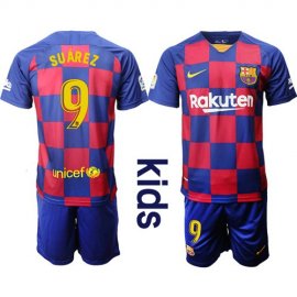 Barcelona #9 Suarez Home Kid Soccer Club Jersey