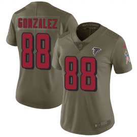 Nike Atlanta Falcons #88 Tony Gonzalez Olive Womens Stitched NFL Limited 2017 Salute to Service Jersey