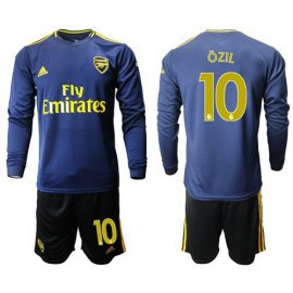 Arsenal #10 Ozil Blue Long Sleeves Soccer Club Jersey