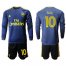 Arsenal #10 Ozil Blue Long Sleeves Soccer Club Jersey
