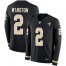 Nike New Orleans Saints #2 Jameis Winston Black Team Color Mens Stitched NFL Limited Therma Long Sleeve Jersey